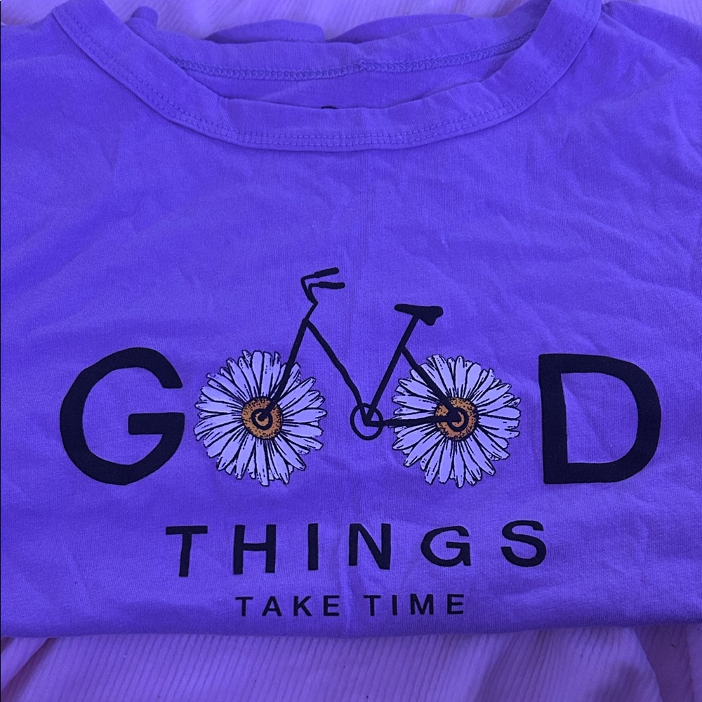 Kids' Purple Graphic Tee with Bicycle Design